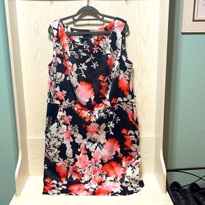 DressBarn Women’s Size 16 Black, Pink, and White Floral Dress